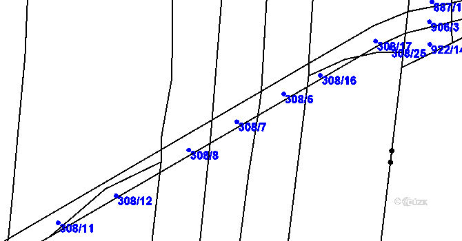 Parcela st. 308/7 v KÚ Podboří, Katastrální mapa