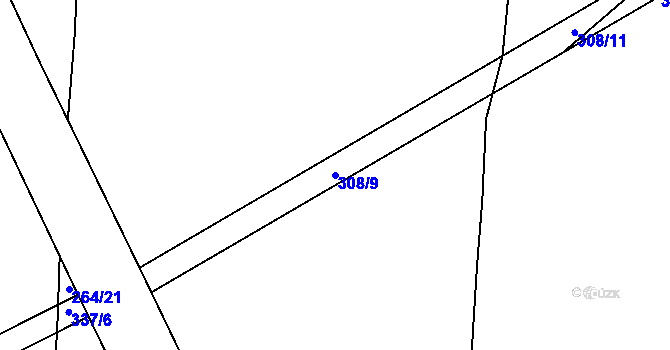 Parcela st. 308/9 v KÚ Podboří, Katastrální mapa