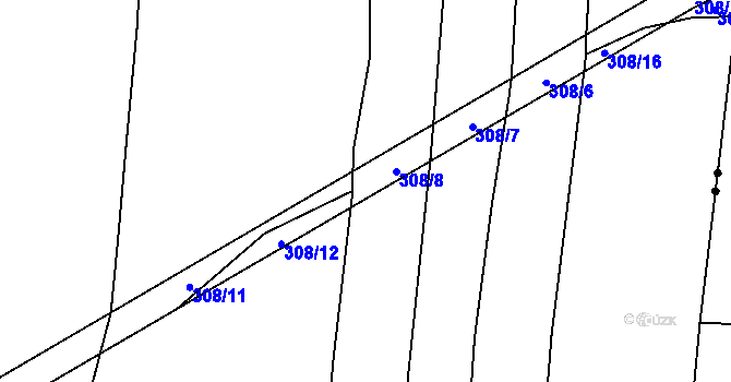 Parcela st. 308/13 v KÚ Podboří, Katastrální mapa
