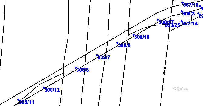 Parcela st. 308/14 v KÚ Podboří, Katastrální mapa