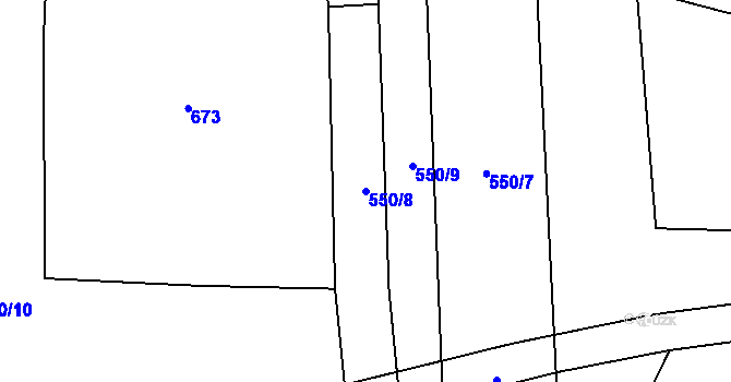 Parcela st. 550/8 v KÚ Podboří, Katastrální mapa