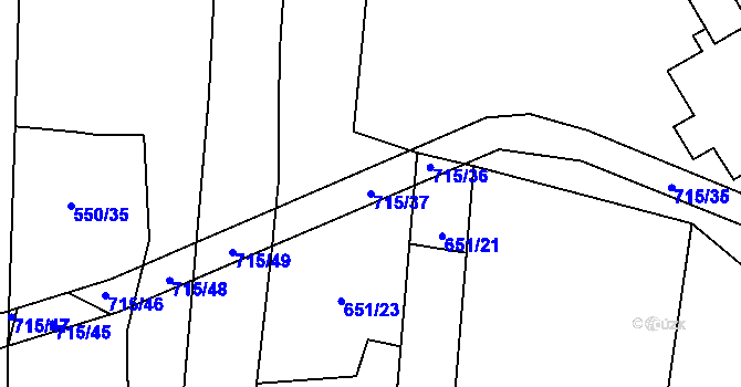 Parcela st. 715/37 v KÚ Podboří, Katastrální mapa