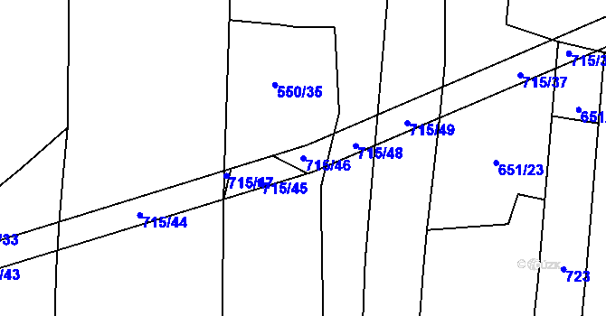 Parcela st. 715/46 v KÚ Podboří, Katastrální mapa