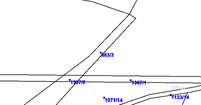 Parcela st. 883/3 v KÚ Podboří, Katastrální mapa