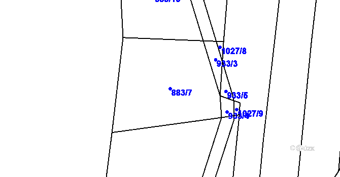 Parcela st. 883/7 v KÚ Podboří, Katastrální mapa