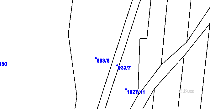 Parcela st. 883/9 v KÚ Podboří, Katastrální mapa