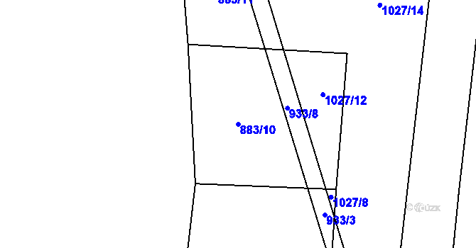Parcela st. 883/10 v KÚ Podboří, Katastrální mapa