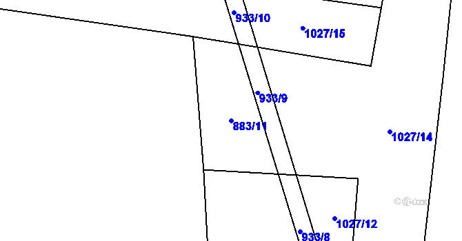 Parcela st. 883/11 v KÚ Podboří, Katastrální mapa