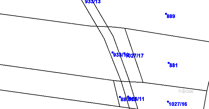 Parcela st. 883/14 v KÚ Podboří, Katastrální mapa