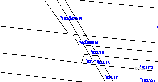 Parcela st. 883/16 v KÚ Podboří, Katastrální mapa