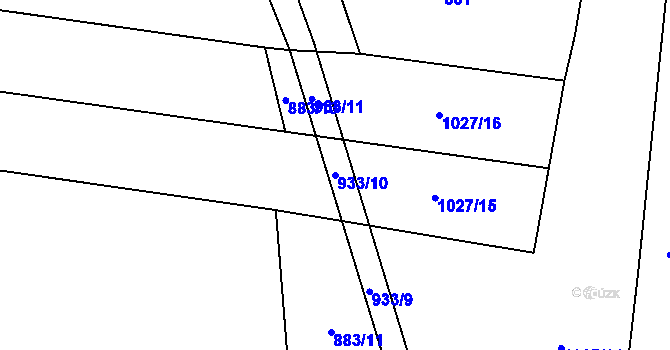 Parcela st. 933/10 v KÚ Podboří, Katastrální mapa