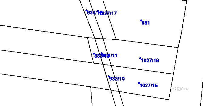Parcela st. 933/11 v KÚ Podboří, Katastrální mapa