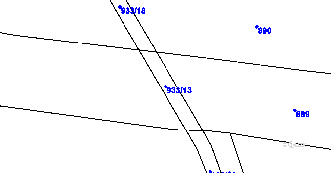 Parcela st. 933/13 v KÚ Podboří, Katastrální mapa