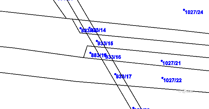 Parcela st. 933/16 v KÚ Podboří, Katastrální mapa