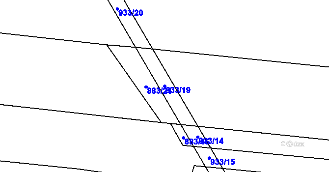 Parcela st. 933/19 v KÚ Podboří, Katastrální mapa