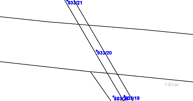 Parcela st. 933/20 v KÚ Podboří, Katastrální mapa
