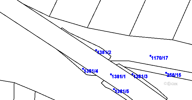Parcela st. 1381/2 v KÚ Podboří, Katastrální mapa