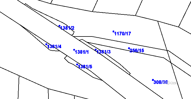 Parcela st. 1381/3 v KÚ Podboří, Katastrální mapa