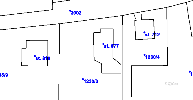 Parcela st. 677 v KÚ Opatov v Čechách, Katastrální mapa