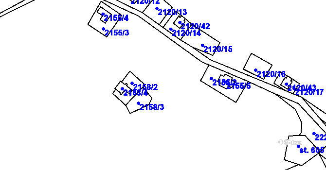 Parcela st. 2155/1 v KÚ Opatov v Čechách, Katastrální mapa
