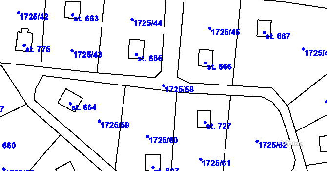 Parcela st. 1725/58 v KÚ Opatov v Čechách, Katastrální mapa