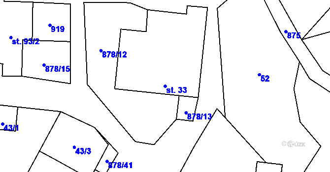 Parcela st. 33 v KÚ Opatov u Jihlavy, Katastrální mapa