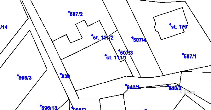 Parcela st. 111/1 v KÚ Opatov u Jihlavy, Katastrální mapa