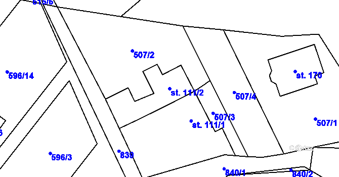 Parcela st. 111/2 v KÚ Opatov u Jihlavy, Katastrální mapa