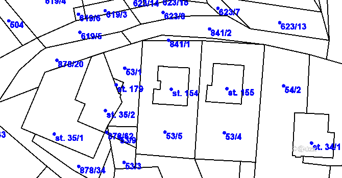 Parcela st. 154 v KÚ Opatov u Jihlavy, Katastrální mapa