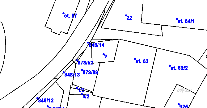Parcela st. 2 v KÚ Opatov u Jihlavy, Katastrální mapa