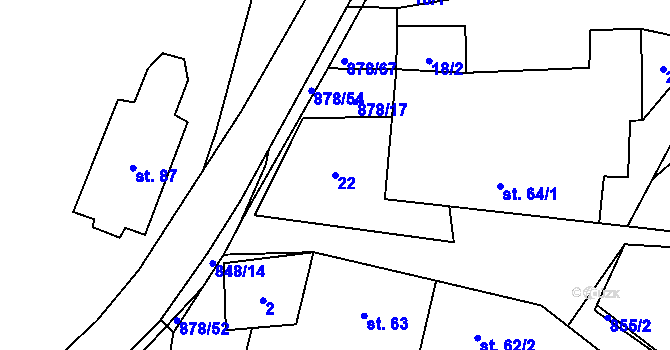 Parcela st. 22 v KÚ Opatov u Jihlavy, Katastrální mapa