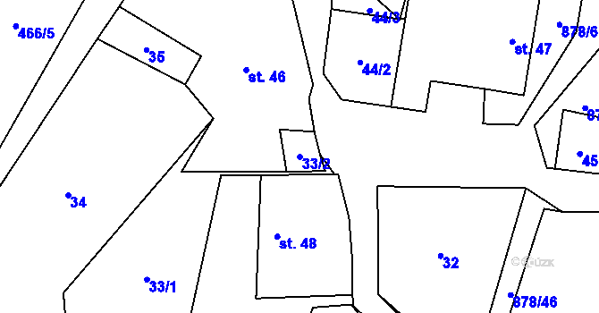 Parcela st. 33/2 v KÚ Opatov u Jihlavy, Katastrální mapa