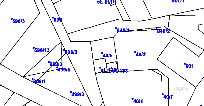Parcela st. 40/5 v KÚ Opatov u Jihlavy, Katastrální mapa