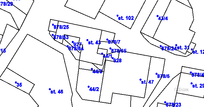 Parcela st. 44/1 v KÚ Opatov u Jihlavy, Katastrální mapa