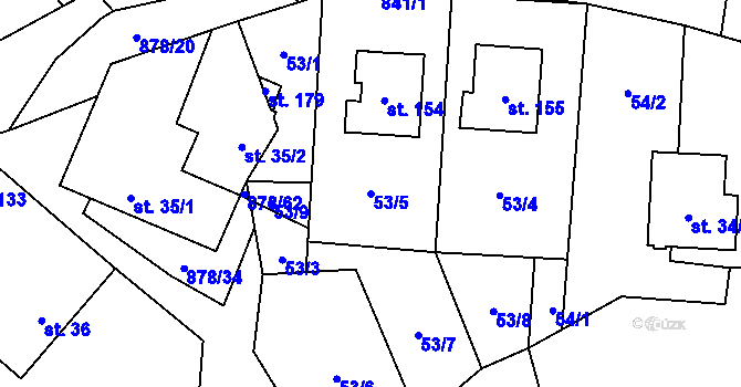 Parcela st. 53/5 v KÚ Opatov u Jihlavy, Katastrální mapa