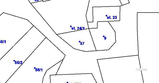 Parcela st. 57 v KÚ Opatov u Jihlavy, Katastrální mapa