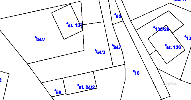 Parcela st. 64/3 v KÚ Opatov u Jihlavy, Katastrální mapa