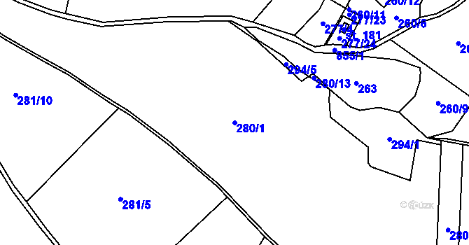 Parcela st. 280/1 v KÚ Opatov u Jihlavy, Katastrální mapa