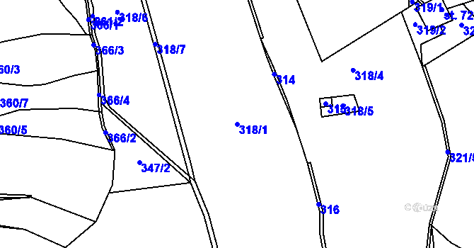 Parcela st. 318/1 v KÚ Opatov u Jihlavy, Katastrální mapa