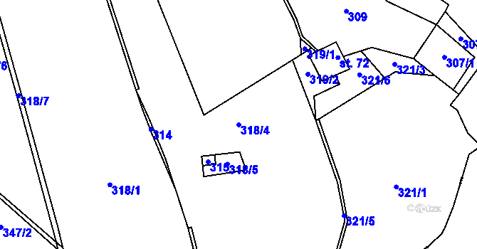 Parcela st. 318/4 v KÚ Opatov u Jihlavy, Katastrální mapa