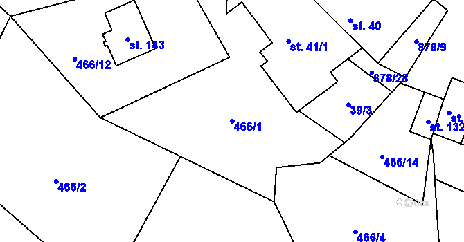 Parcela st. 466/1 v KÚ Opatov u Jihlavy, Katastrální mapa