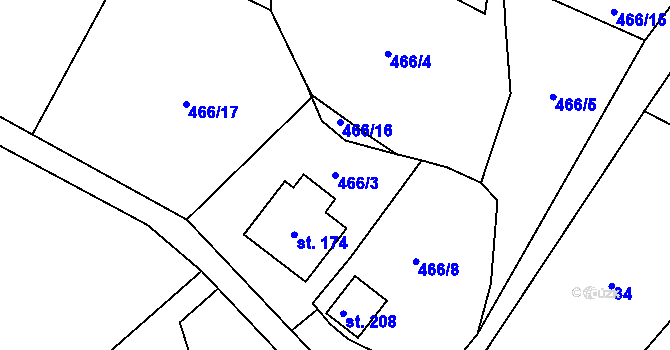 Parcela st. 466/3 v KÚ Opatov u Jihlavy, Katastrální mapa
