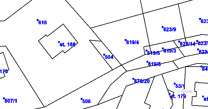 Parcela st. 504 v KÚ Opatov u Jihlavy, Katastrální mapa
