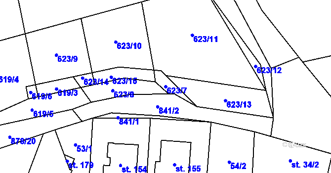 Parcela st. 623/7 v KÚ Opatov u Jihlavy, Katastrální mapa