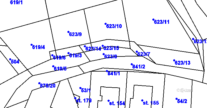 Parcela st. 623/8 v KÚ Opatov u Jihlavy, Katastrální mapa