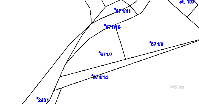Parcela st. 671/7 v KÚ Opatov u Jihlavy, Katastrální mapa