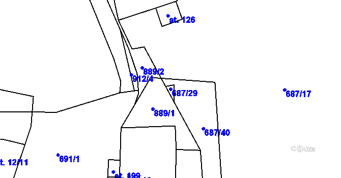 Parcela st. 687/29 v KÚ Opatov u Jihlavy, Katastrální mapa