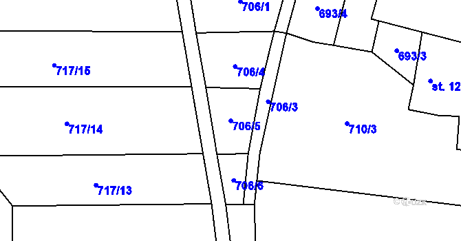 Parcela st. 706/5 v KÚ Opatov u Jihlavy, Katastrální mapa