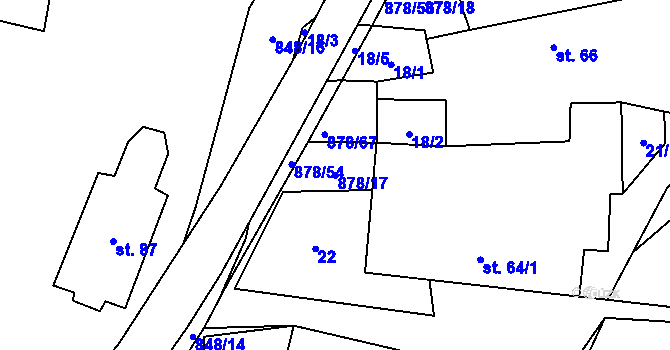 Parcela st. 878/17 v KÚ Opatov u Jihlavy, Katastrální mapa