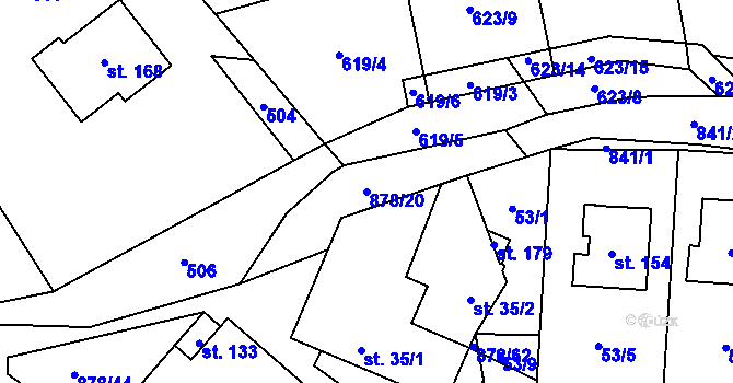 Parcela st. 878/20 v KÚ Opatov u Jihlavy, Katastrální mapa